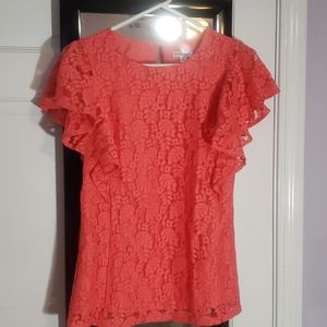 Ruffle sleeve coral lace top